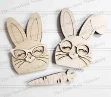Load image into Gallery viewer, Chunky Bunny Couple Shelf Sitters SVG File | Laser Cut File | Easter | Glowforge| Nerdy Glasses | Shelf Sitters | Nerdy Bunny SVG | Easter SVG
