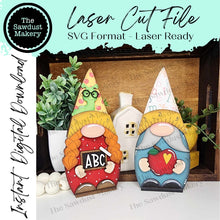 Load image into Gallery viewer, Teacher Mini Gnome Shelf Sitters SVG File | Laser SVG Cut File | Glowforge | Gnome SVG Laser Cut File | Gnome Shelf Sitter svg | School svg