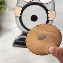 Load image into Gallery viewer, Interchangeable Standing Girl Gnome Jar Lid Sign Frame SVG | Laser Cut File | Glowforge | 3" Round Insert Frame | Seasonal Interchangeable