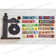 Load image into Gallery viewer, Interchangeable Seasonal Mini Standing Sign Frame SVG | Laser Cut File | Glowforge | 3" Round Insert Frame | Seasonal Interchangeable