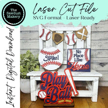 Load image into Gallery viewer, Baseball Tiered Tray SVG File | Laser Cut File | Laser SVG | Baseball Softball Summer Decor | Softball Tiered Tray Laser File | Sports SVG