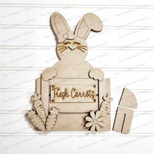 Load image into Gallery viewer, Fresh Carrots Bunny Shelf Sitter SVG | Laser Cut File | Glowforge | Easter SVG | Bunny laser cut file | Bunny svg | Easter Mantle Decor