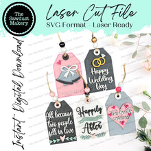 Load image into Gallery viewer, Wedding Tag Gift Card Holder Laser Cut SVG File | Wedding Gift Card Holders | Laser SVG File | Glowforge | Gift Tag SVG