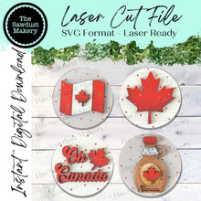 Load image into Gallery viewer, Canada Round Bundle | Candy/Mason/Cookie Jar lid Interchangeable Frame SVG | Laser Cut File | Interchangeable Frame