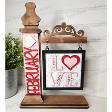 Load image into Gallery viewer, Interchangeable Seasonal Standing Calendar & Sign Frame SVG | Laser Cut File | Glowforge | 4.25 Sign Insert Frame | Seasonal Interchangeable