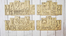 Load image into Gallery viewer, Add-on Mini St. Patrick's Day Word Block 5 & 6 Letter Sets | Mini Word Block SVG laser Cut File | Glowforge | Standing Reversible SVG File