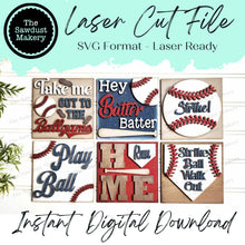 Load image into Gallery viewer, Baseball Laser Cut File | Farmhouse Interchangeable Leaning Sign Bundle File SVG | Glowforge | Farmhouse Signs