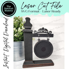Load image into Gallery viewer, Interchangeable Seasonal Mini Standing Sign Frame SVG | Laser Cut File | Glowforge | 3" Round Insert Frame | Seasonal Interchangeable