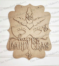 Load image into Gallery viewer, Mardi Gras Door hanger SVG Laser File | Easter Laser Cut Files | Laser cut SVG | Glowforge | Mardi Gras Door Hanger svg | Mardi Gras svg
