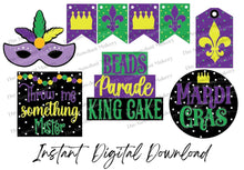 Load image into Gallery viewer, Mardi Gras Tiered Tray SVG File | Bunny svg | Laser Cut File | Glowforge | Easter SVG File | Mardi Gras SVG | Fleur-de-lis | Beads