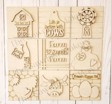 Load image into Gallery viewer, Farm Highland Cow Laser Cut File | Farmhouse Interchangeable Leaning Sign Bundle File SVG | Glowforge | Farm signs | Chicken Sign SVG