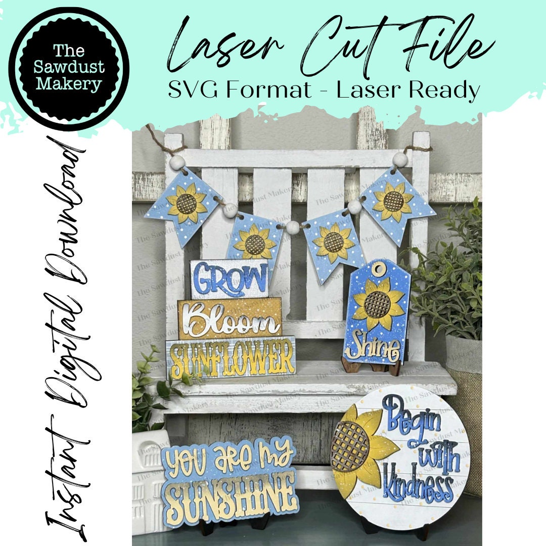 Sunflower Tiered Tray SVG File | Laser Cut File | Glowforge | Fall Sun ...