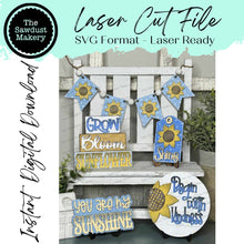 Load image into Gallery viewer, Sunflower Tiered Tray SVG File | Laser Cut File | Glowforge | Fall Sunflower Decor | Sunflower Tiered Tray Laser File | Sunflower SVG
