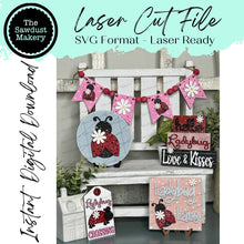 Load image into Gallery viewer, Ladybug Tiered Tray SVG File | Laser Cut File | Glowforge | Ladybug Daisy Summer Decor | Ladybug Tiered Tray Laser File | Ladybug SVG