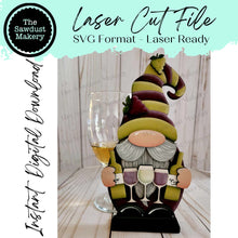 Load image into Gallery viewer, Wine Gnome SVG File | Laser Cut File | Glowforge | Standing Wine Gnome SVG File | SVG | Gnome | Gnome Shelf Sitter | Wine svg
