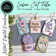 Load image into Gallery viewer, SVG Bundle - Mother's Day Tags Gift Card Holder Laser Cut SVG File | Mother's Day Gift Card Holders | Laser SVG File | Gift Card Holders
