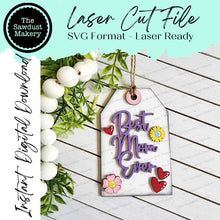 Load image into Gallery viewer, Best Mom Ever Mother's Day Tags Gift Card Holder Laser Cut SVG File | Mother's Day Gift Card Holders | Laser SVG File | Gift Card Holders