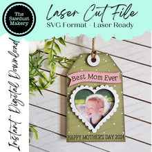 Load image into Gallery viewer, Happy Mother's Day Photo Frame Tags Gift Card Holder Laser Cut SVG File | Personalized Mother's Day Gift Card Holders | Laser SVG File