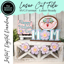 Load image into Gallery viewer, Mother's Day Teapot Tiered Tray SVG File | Mom Tiered Tray set | Laser cut file | Mother's Day SVG