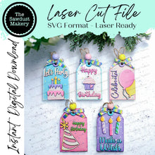 Load image into Gallery viewer, Birthday Tag Gift Card Holder Laser Cut SVG File | Valentine Card Holders | Laser SVG File | Glowforge | Gift Tag SVG