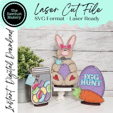 Load image into Gallery viewer, Standing Easter Shelf Sitter SVG | Laser Cut File | Glowforge | Easter SVG | Bunny laser cut file | Bunny svg | Easter Mantle Decor