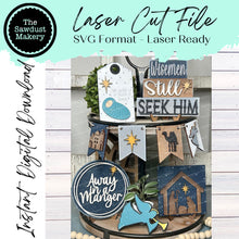Load image into Gallery viewer, Nativity Tiered Tray SVG File | Laser Cut File | Away in a Manger | Nativity SVG | O Holy Night | Christmas SVG