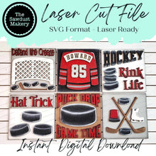Load image into Gallery viewer, Hockey Laser Cut File | Farmhouse Interchangeable Leaning Sign Bundle File SVG | Glowforge | Farmhouse Signs