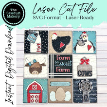 Load image into Gallery viewer, Farm Highland Cow Laser Cut File | Farmhouse Interchangeable Leaning Sign Bundle File SVG | Glowforge | Farm signs | Chicken Sign SVG