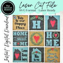 Load image into Gallery viewer, Home Sweet Home Laser Cut File | Farmhouse Interchangeable Leaning Sign Bundle File SVG | Glowforge | Home Tiered Tray SVG | Farmhouse Signs