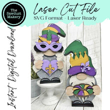 Load image into Gallery viewer, Add-on Interchangeable Gnome SVG File | Mardi Gras | Laser Cut File | Mardi Gras Gnome SVG File | SVG | Gnome | Gnome Shelf Sitter