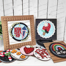 Load image into Gallery viewer, Interchangeable Shiplap Sign Frame Bundle SVG | Laser Cut File | Glowforge | 3" Round Insert Frame | Seasonal Interchangeable