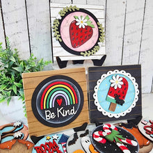 Load image into Gallery viewer, Interchangeable Shiplap Sign Frame Bundle SVG | Laser Cut File | Glowforge | 3" Round Insert Frame | Seasonal Interchangeable