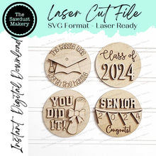 Load image into Gallery viewer, Graduation Jar Seasonal Rounds | Candy/Mason Jar Lid | Cookie Jar lid | Interchangeable Frame SVG | Laser Cut File | Interchangeable Frame