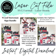 Load image into Gallery viewer, Wood Snowman Pallet Snowman Shelf Sitter SVG | Snowman laser cut file | Let it Snow | Snowman Laser Cut file | Winter | Build a Snowman SVG