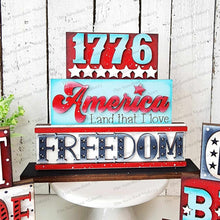 Load image into Gallery viewer, Patriotic Word Stackers | Summer Mini Block SVG | SVG File | Laser Cut File | Glowforge | 4th of July laser cut SVG file