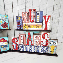 Load image into Gallery viewer, Add-on Patriotic Americana Word Block 5 & 6 Letter Sets | Mini Word Block SVG laser Cut File | Glowforge | Standing Reversible SVG File
