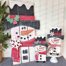 Load image into Gallery viewer, Wood Snowman Pallet Snowman Shelf Sitter SVG | Snowman laser cut file | Let it Snow | Snowman Laser Cut file | Winter | Build a Snowman SVG