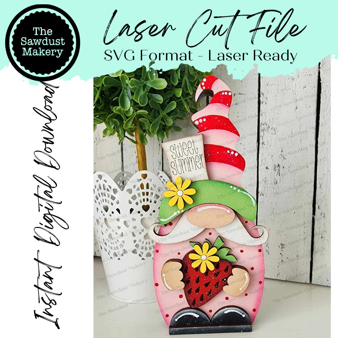 Strawberry Mini Gnome Shelf Sitter SVG File | Laser SVG Cut File | Glo ...