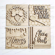 Load image into Gallery viewer, Bee Kind Sign Laser Cut Files | Bee Interchangeable Leaning Sign Bundle File SVG | Summer Tiered Tray SVG | Farmhouse Frame