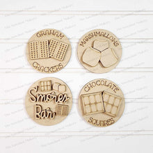 Load image into Gallery viewer, S'Mores Jar Seasonal Rounds | Candy/Mason/Cookie Jar lid | Interchangeable Frame SVG | Laser Cut File | Smores SVG | Interchangeable Frame