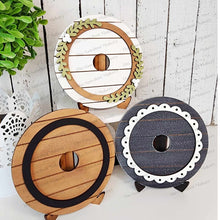 Load image into Gallery viewer, Interchangeable Shiplap 3" Round Sign Frame Bundle SVG | Laser Cut File | Glowforge | 3" Round Insert Frame | Seasonal Interchangeable