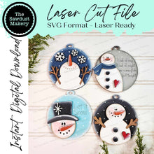 Load image into Gallery viewer, Snowman Ornament Bundle 3.5" Christmas Ornament SVG File | Laser Cut File | Christmas Ornament SVG | Snowman Ornament svg | Snowman SVG
