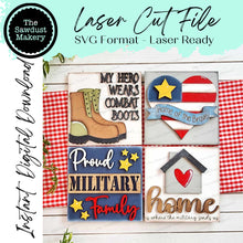 Load image into Gallery viewer, Military Sign Bundle Sign Laser SVG File | Laser Cut File | Interchangeable Frame | Leaning Frame SVG | Laser Cut | Military SVG signs