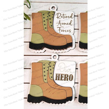 Load image into Gallery viewer, Military Combat Boots Ornament Bundle SVG File | Laser Cut File | Christmas Ornament SVG | Military Ornament svg | Military SVG