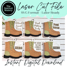 Load image into Gallery viewer, Military Combat Boots Ornament Bundle SVG File | Laser Cut File | Christmas Ornament SVG | Military Ornament svg | Military SVG