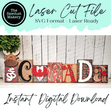 Load image into Gallery viewer, Oh Canada Word Block SVG | Word Block SVG | SVG File | Laser Cut File | Glowforge | Mantle Decor svg | Canada Day svg