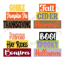 Load image into Gallery viewer, Fall Word Stackers | Fall Mini Block SVG | SVG File | Laser Cut File | Glowforge | Fall Havest Tiered Tray SVG Add-on laser cut svg file