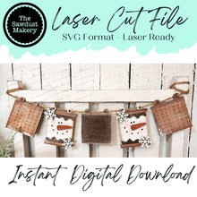 Load image into Gallery viewer, Marshmallow Snowman Banner SVG | Laser Cut File | Glowforge | Winter SVG | Banner SVG | Banner | Mini Banner svg | Winter Hot Cocoa Bar svg