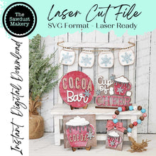 Load image into Gallery viewer, Cup of Cheer Hot Cocoa Tiered Tray SVG File | Laser Cut File | Glowforge | Hot Cocoa | Marshmallow | Hot Cocoa SVG | Hot Cocoa SVG