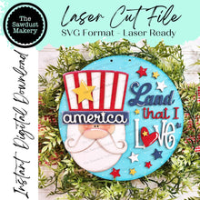 Load image into Gallery viewer, Patriotic Uncle Sam Door Hanger SVG File | Laser Cut File | Uncle Sam SVG File | Door Hanger svg | Land that I love svg | Summer svg | USA